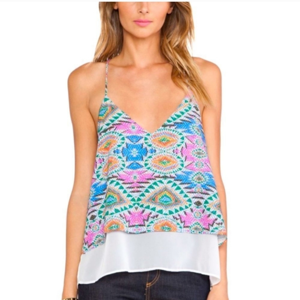 Lovers + Friends Poppy Racerback Tank Mosaic Print Small